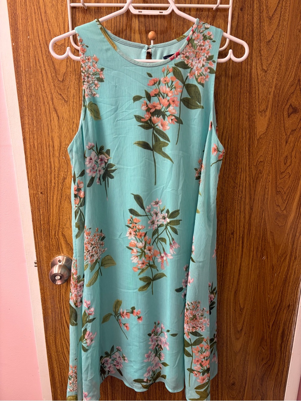 Tommy Hilfiger Aqua Floral Sleeveless A-Line Dress